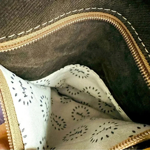 NWOT Myra Azure Printed Upcycled Canvas & Cowhide Leather Shoulder Bag - Picture 13 of 14